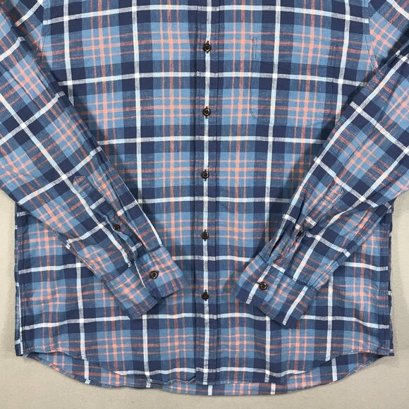 J Crew Shirt Men's XL Blue Orange Plaid Button Down Long Sleeve Pocket Cotton - Picture 6 of 12